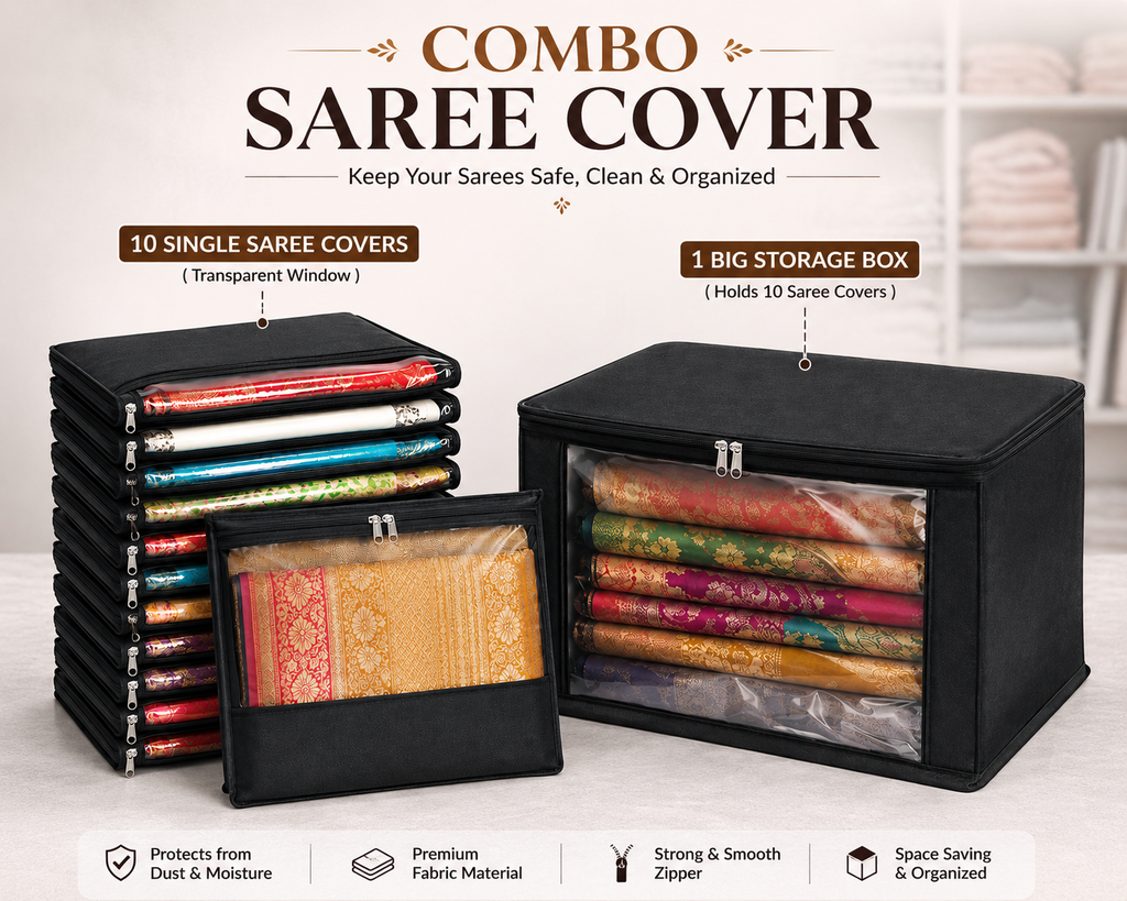 Combo Saree Cover – 10 Single Covers + 1 Large Storage Box